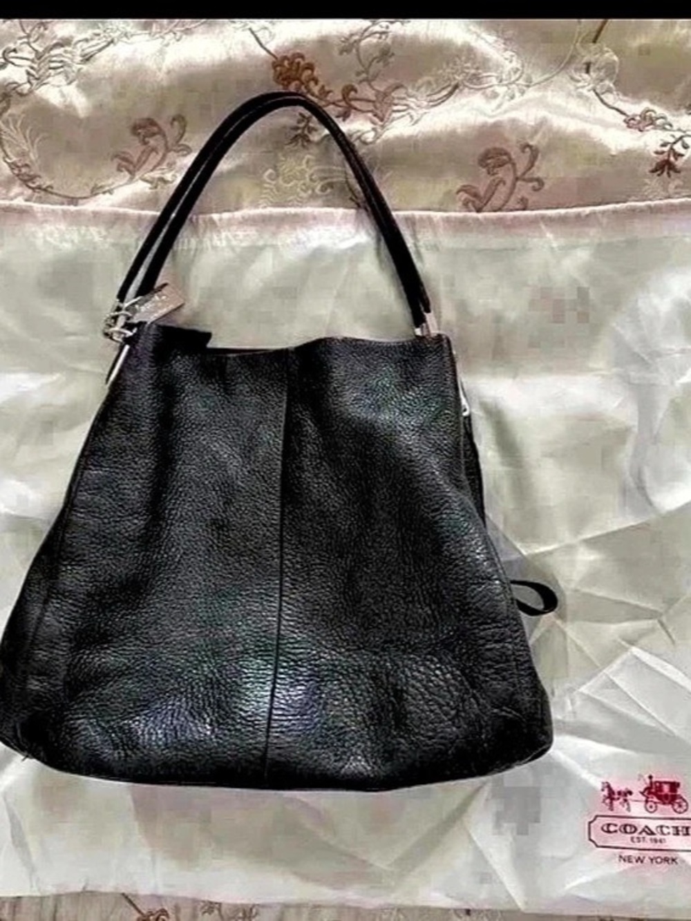 Coach Madison Small Phoebe Shoulder Bag Leather Tote in Black Like New